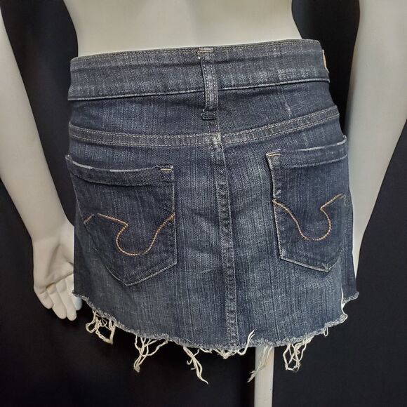 Refuge Blue Raw Edge Denim Skirt (9) - Picture 4 of 5